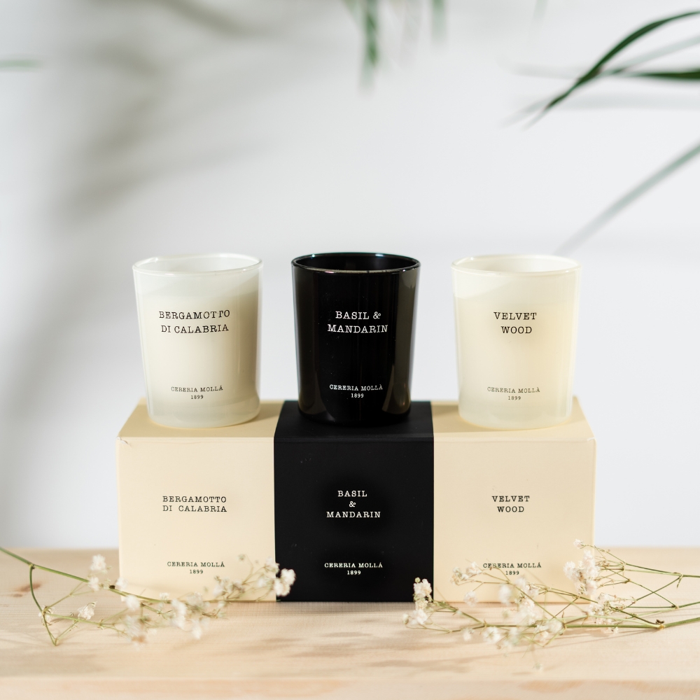 Bergamotto di Calabria, Basil & Mandarin, Velvet Wood - Luxury Gift Set - 3 x 2.4 OZ SETS3MJ1